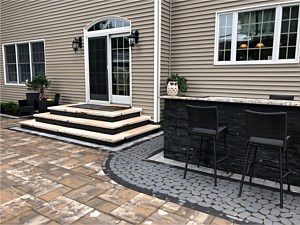 nicolock alpine southbay blend steps and bbq outdoor kitchen bar